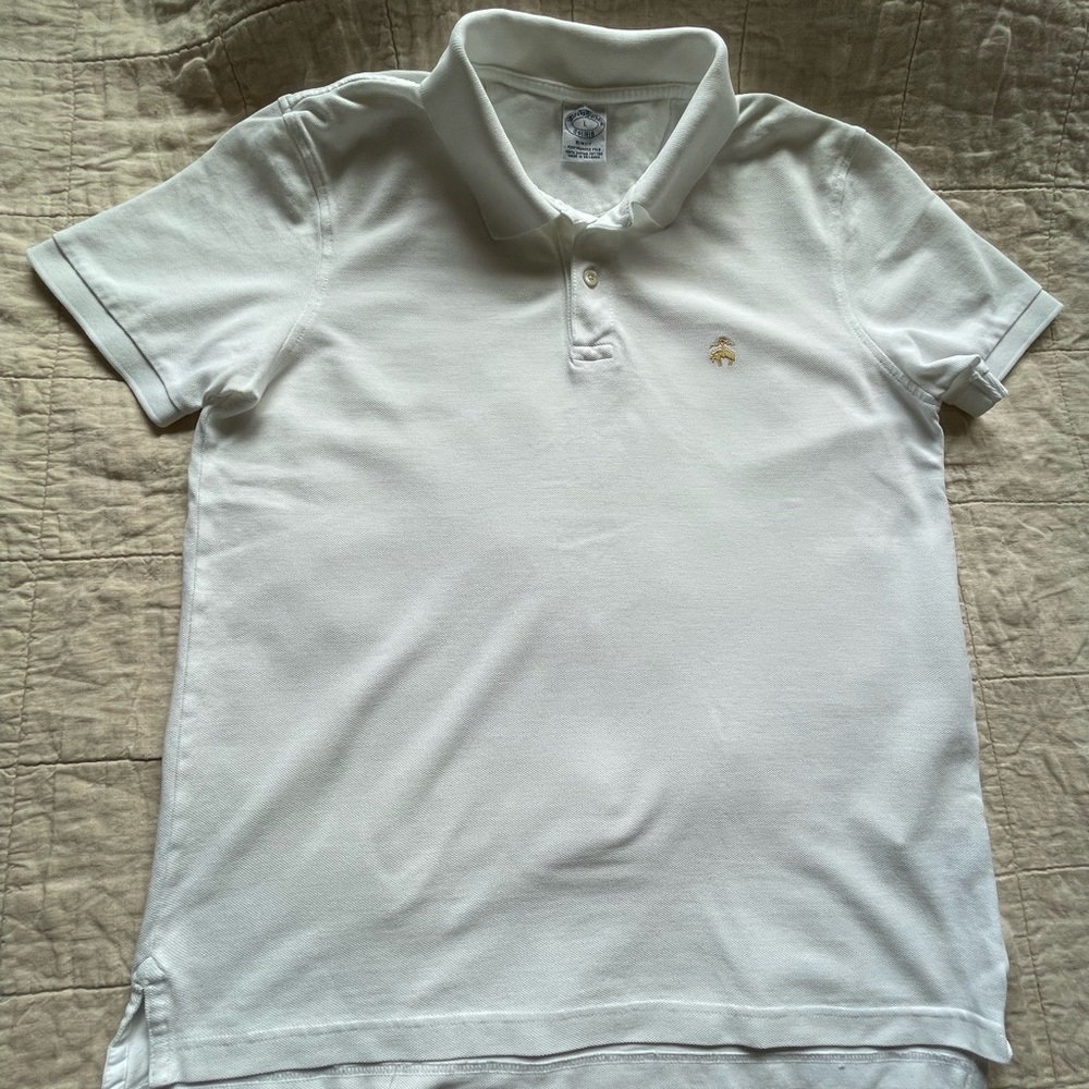 Brooks Brothers slim fit size L white polo 100% cotton